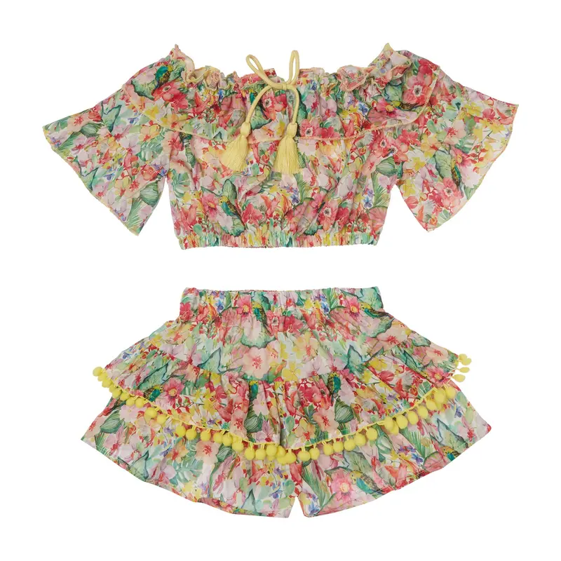 Girls' Coordinated Top And Skort Set – Garden Theme 1