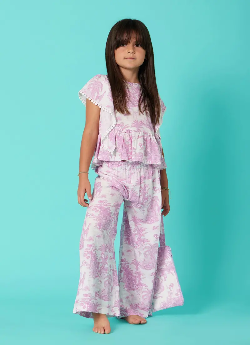 Girls' Jungle Lilac Coordinating Top And Pants Set 1