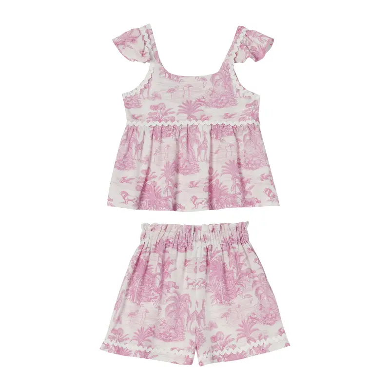 Girls' Jungle Lilac Shorts And Top Matching Set 1