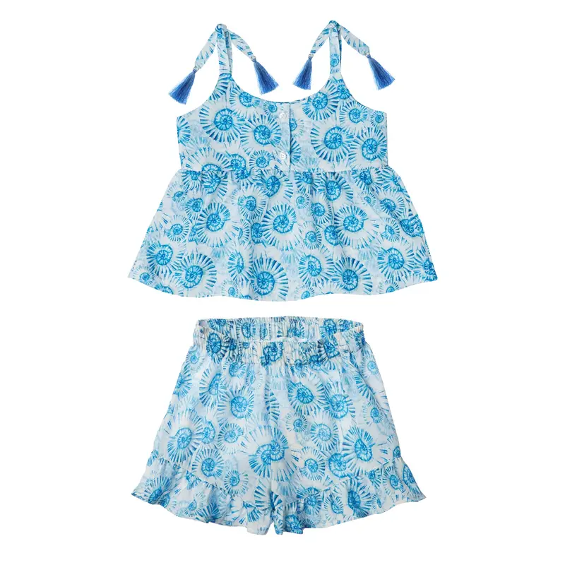 Girls' Seashell-Print Top And Shorts Set 1