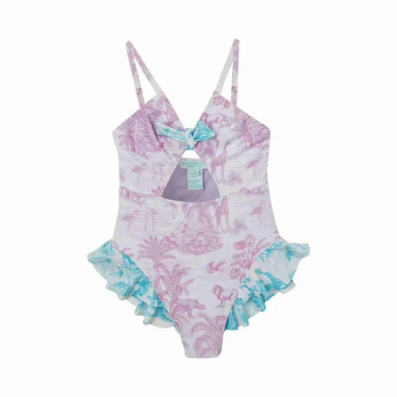 Girls' Spaghetti Strap One-Piece Dress In Jungle Lilac 1
