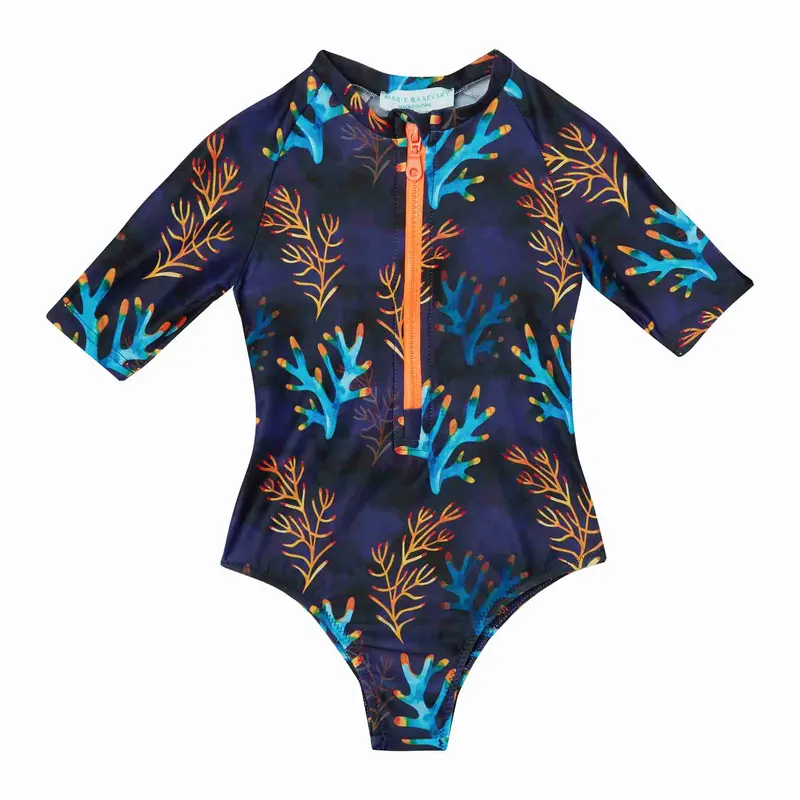 Girls' Sporty One-Piece Swimsuit – Midnight Reef 1