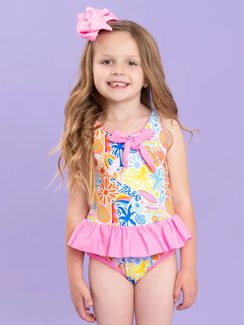 Girls’ Tropical Beach Swimsuit – Matching Family Line 1