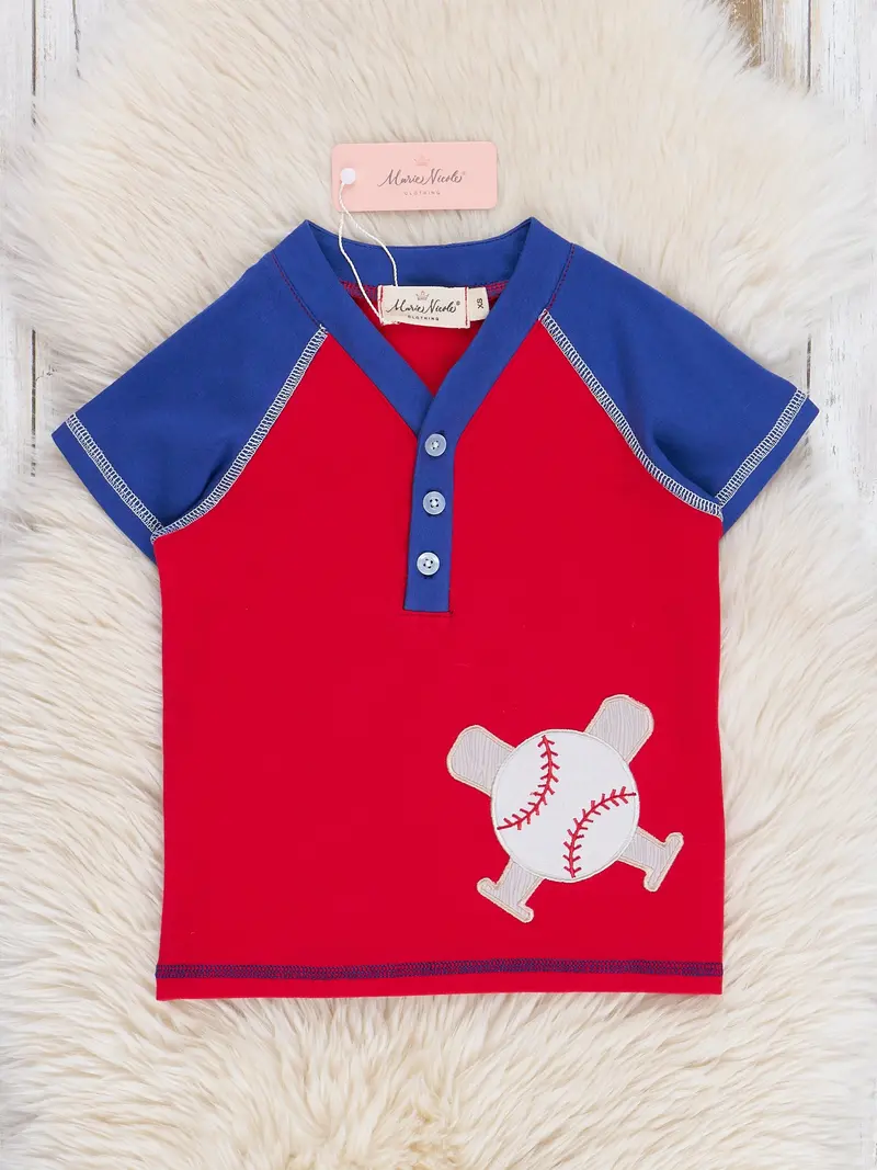Grand Slam Embroidered Henley Top For Babies 1