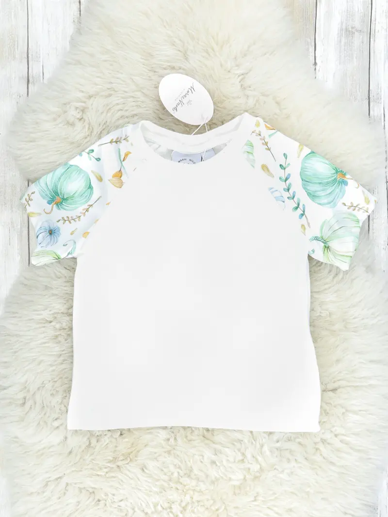 Green And Blue Pumpkin Graphic T-Shirt For Kids 1