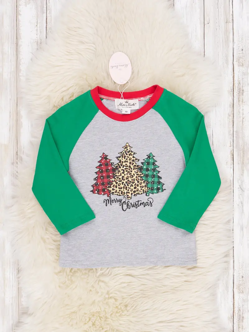 Green Christmas Leopard Raglan Top 1