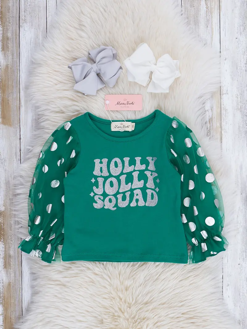 Green Dots Holly Jolly Squad Holiday Tee 1