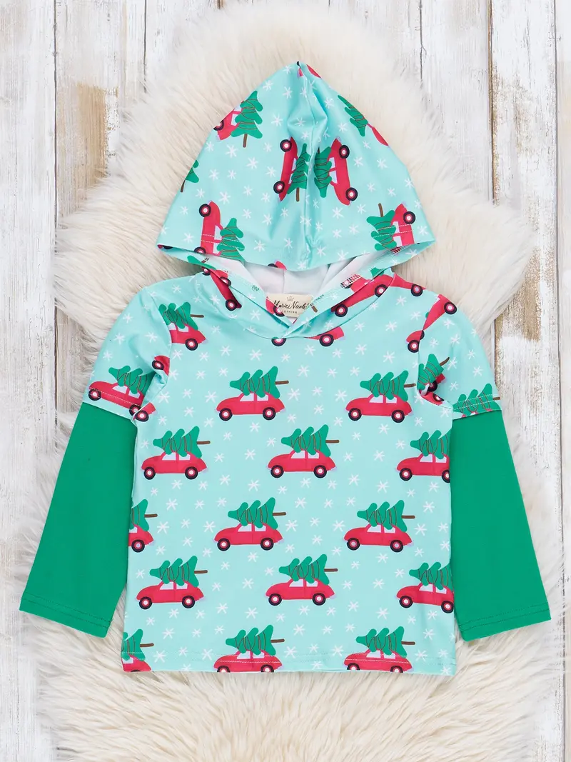 Green Evergreen Cars Graphic Hoodie 1