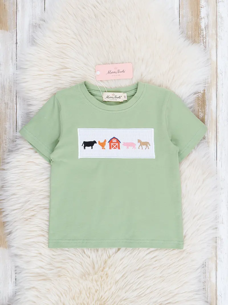 Green Farm Friends Smocked Short-Sleeve Shirt 1