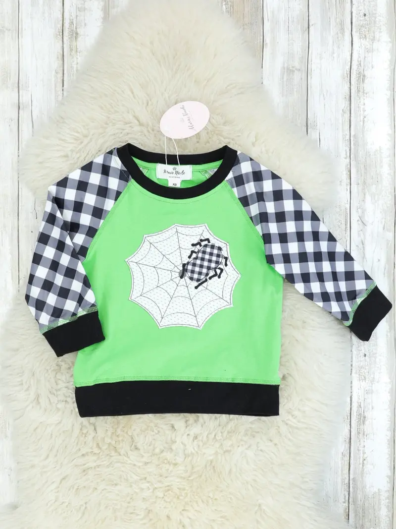 Green Gingham Spiderweb Pullover Sweatshirt 1