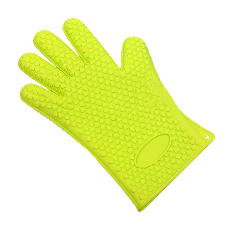 Green Heat-Resistant Silicone Oven Mitt – Non-Slip Bbq & Cooking Glove 1