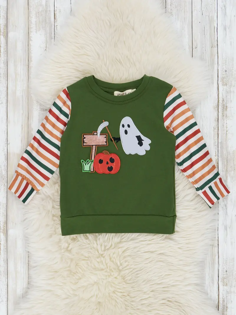 Green Striped Halloween Friends Raglan Shirt 1