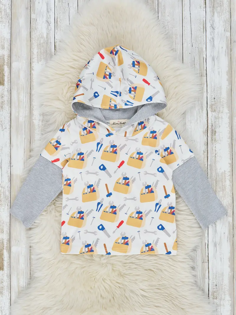Grey And Yellow Toolbox Hooded Top 1
