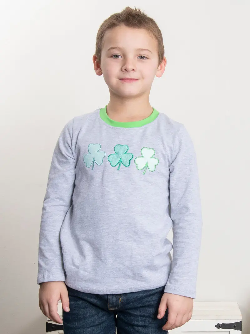 Grey Clover Print Short-Sleeve Shirt 1