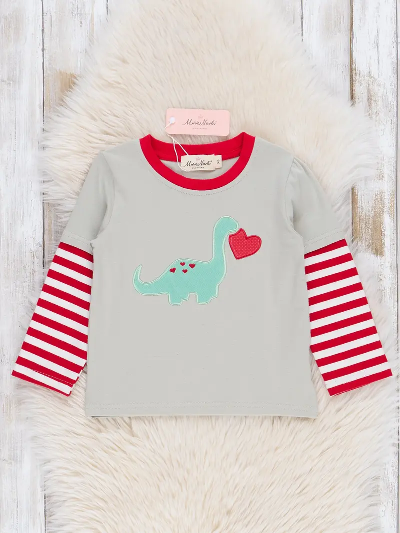 Grey Dino Love Raglan Tee For Kids 1