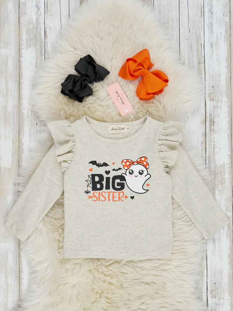 Grey Ghost Big Sister Ruffle Top For Sibling Sets 1