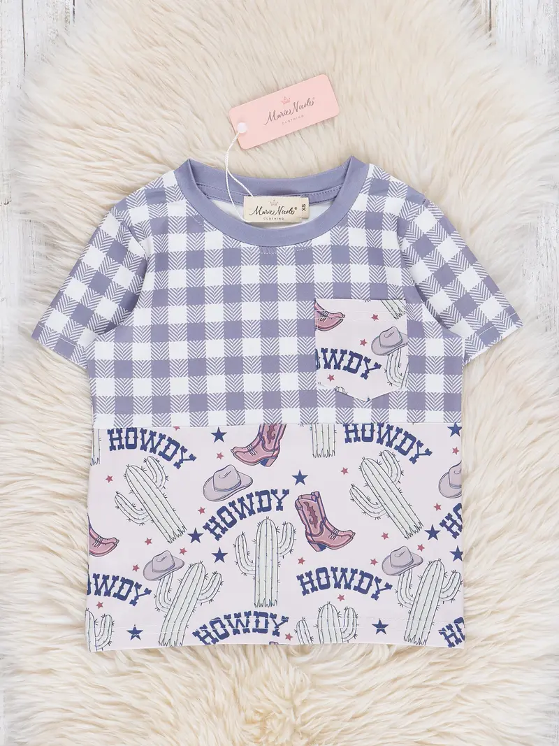 Grey Gingham 'Howdy' Short-Sleeve Shirt 1