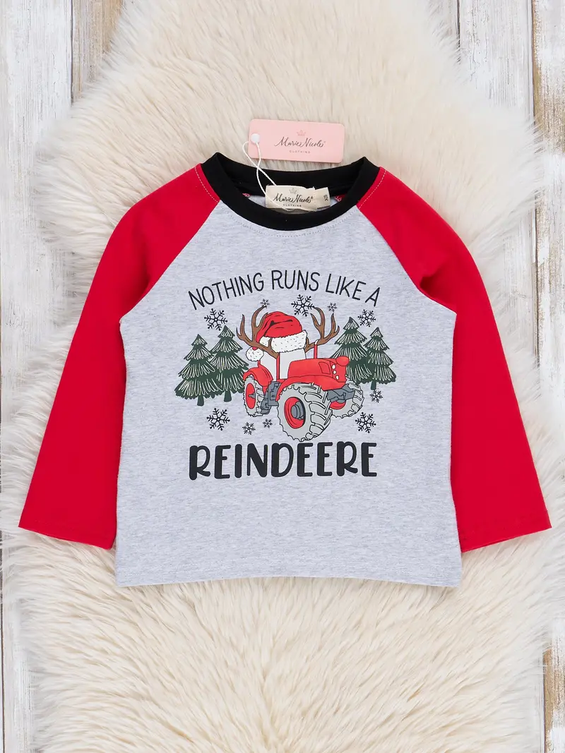 Grey 'Nothing Runs Like A Reindeer' Humor Raglan Top 1