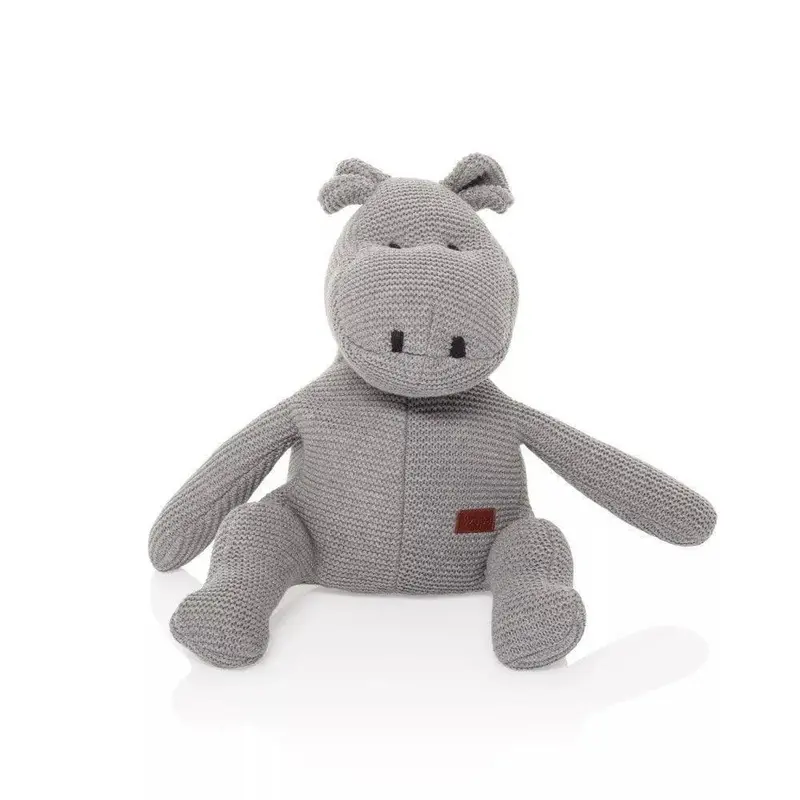 Hand-Knitted Hippopotamus Stuffed Toy – Gentle Texture & Natural Fibers 1