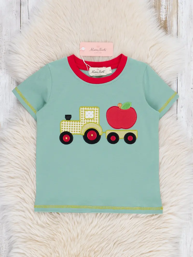 Harvest-Inspired Tractor And Apple Graphic Shirt 1