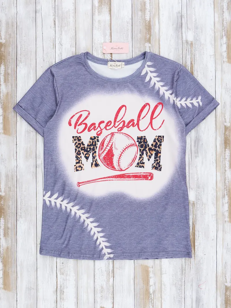 Heather Blue Baseball-Themed Mom Shirt – Casual Fit 1