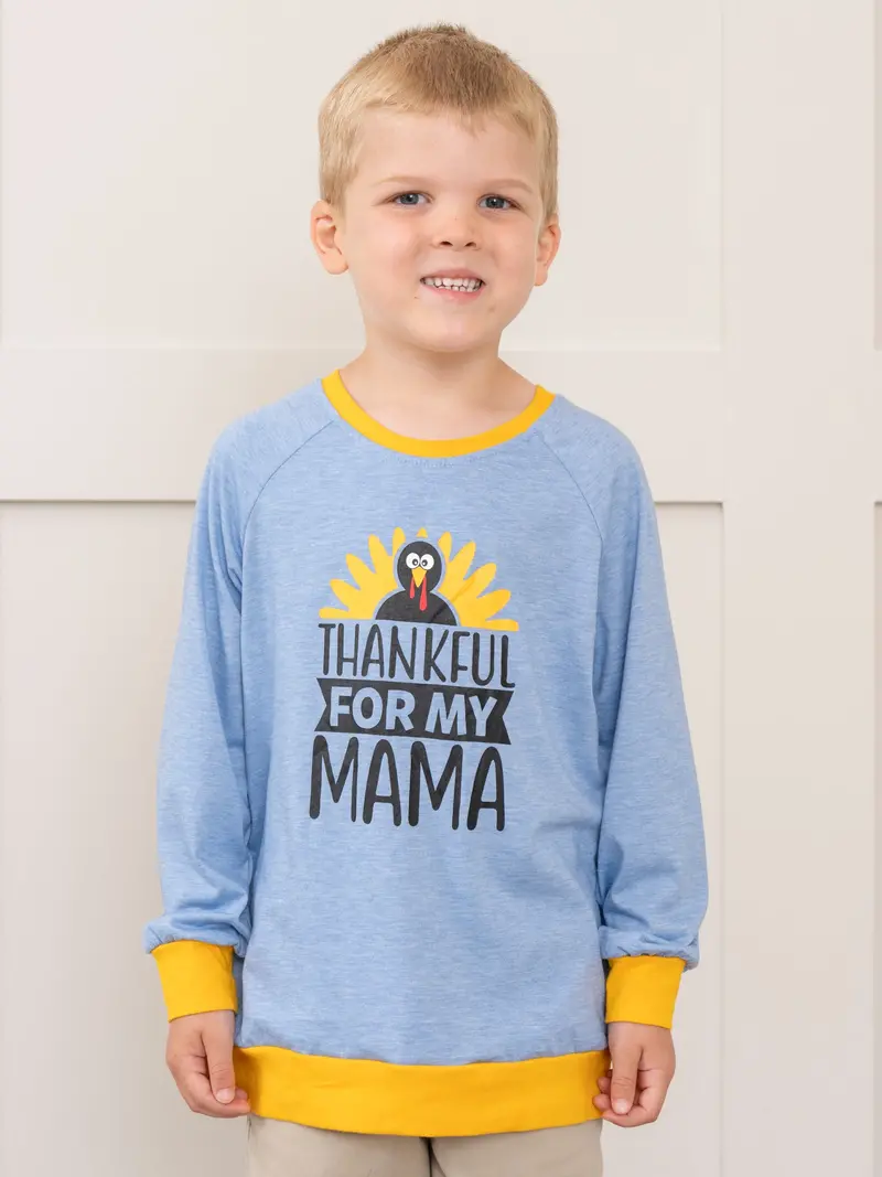 Heather Blue 'Grateful For Mom' Thanksgiving Top 1