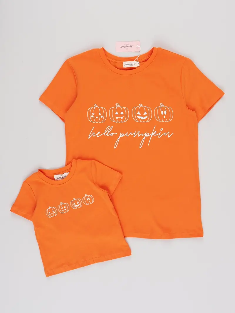 Hello Pumpkin Jack-O-Lantern Family Matching Shirt 1