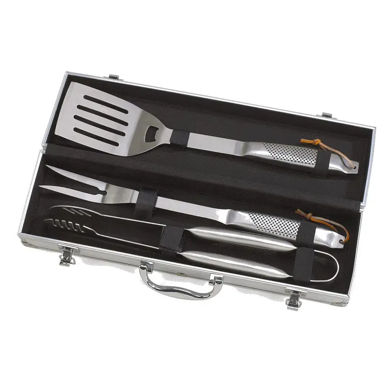 Holyoke Engravable 3-Piece Stainless Steel Bbq Set – Premium Aluminum Carry Case Included 1