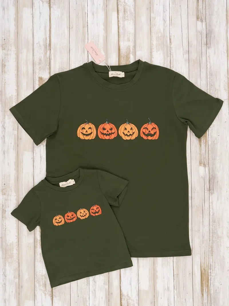Hunter Green Jack-O-Lantern Family Matching T-Shirt 1