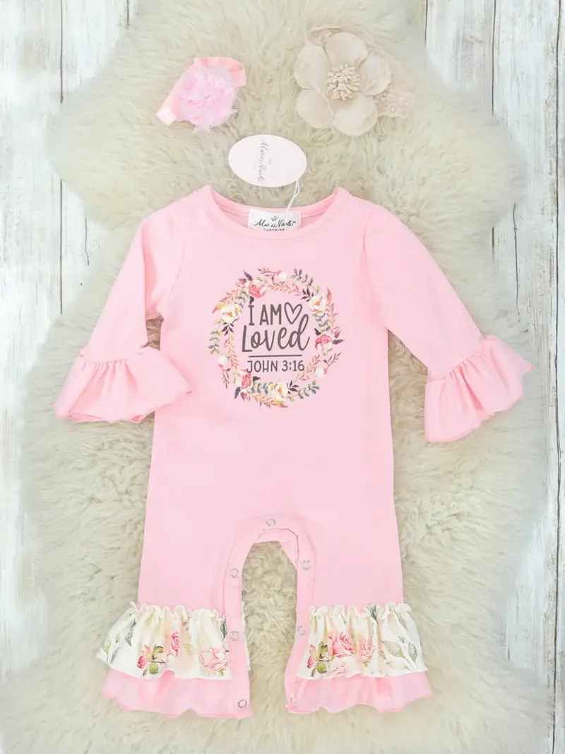I Am Loved Pink Ruffle Romper 1