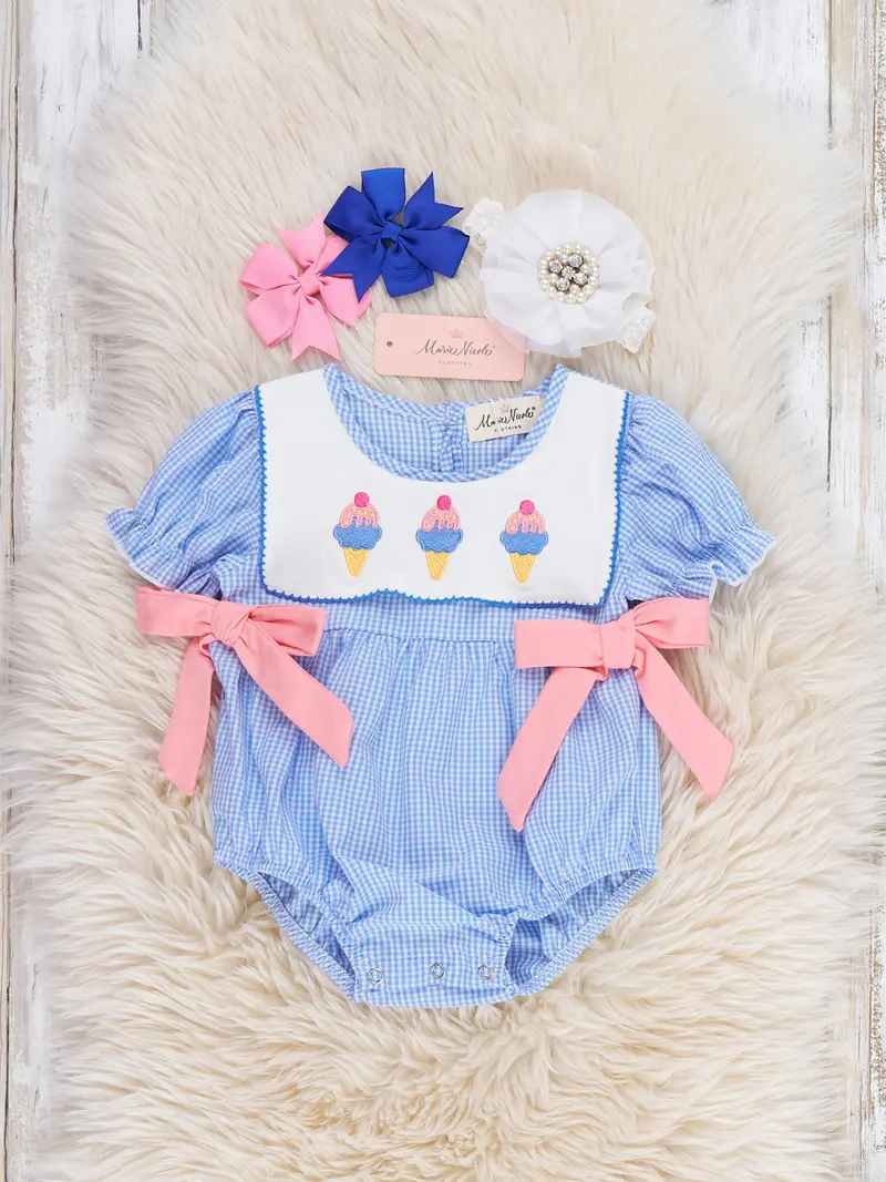 Ice Cream–Themed Cotton Bubble Romper 1