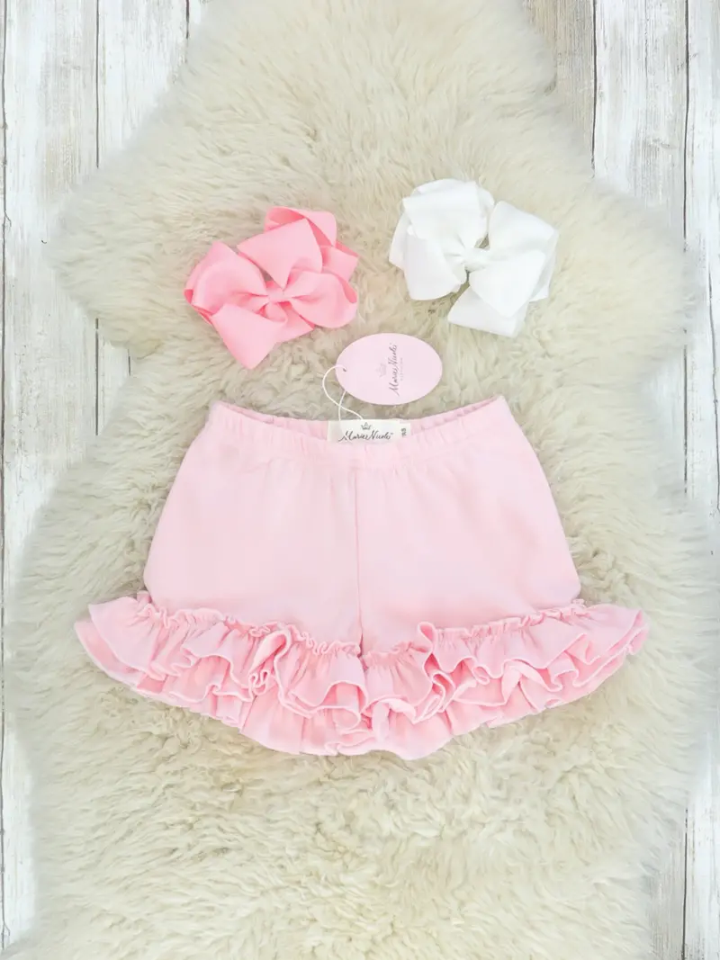 Icy Pink Cotton Ruffle-Trimmed Shorts 1