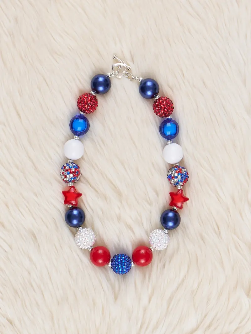 Independence Day Sparkle Bubblegum Pendant Necklace 1