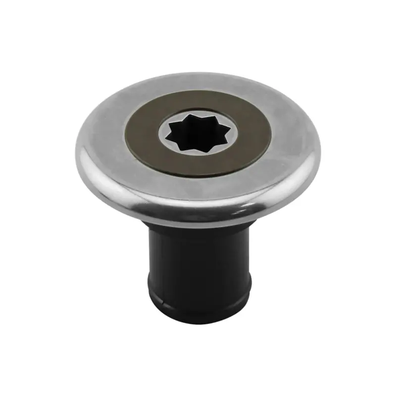 Inox Deck Filler Ø38Mm - Brown-Capped Waste Water Outlet, Black Housing 1