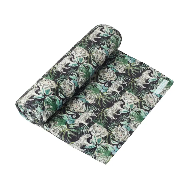 Jungle Black Beach Towel 1