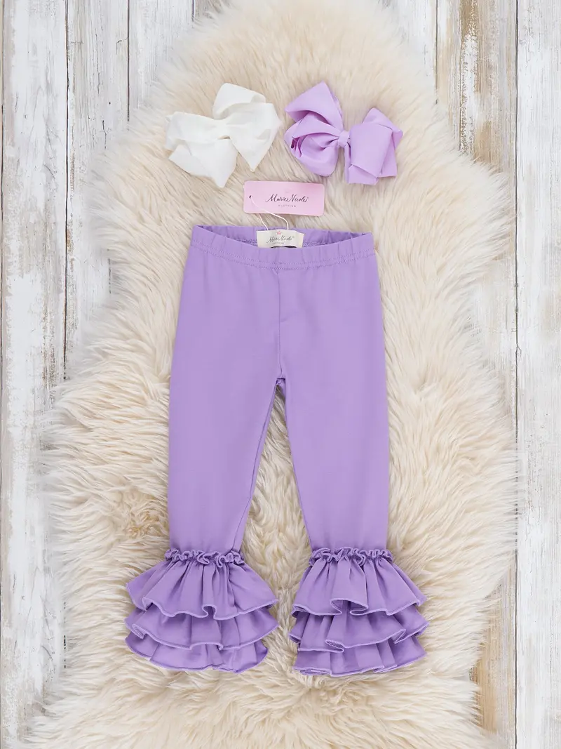 Lavender Cotton Bell-Ruffle Leggings – Soft & Stretchy Fit 1