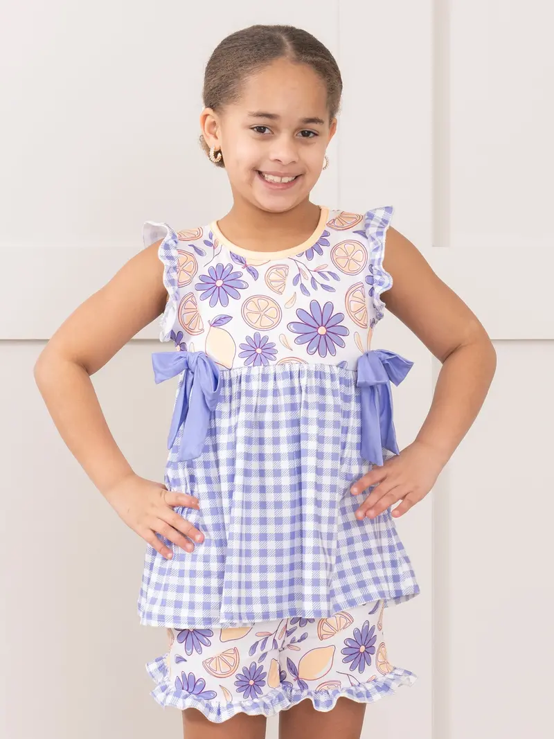 Lemon And Lavender Daisies Bloomers Matching Outfit 1