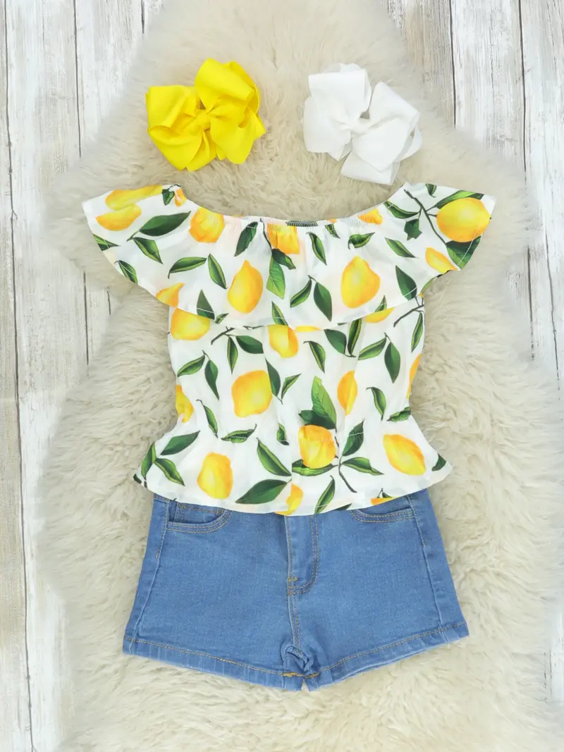 Lemon Ruffle Top Paired With Denim Bottoms 1