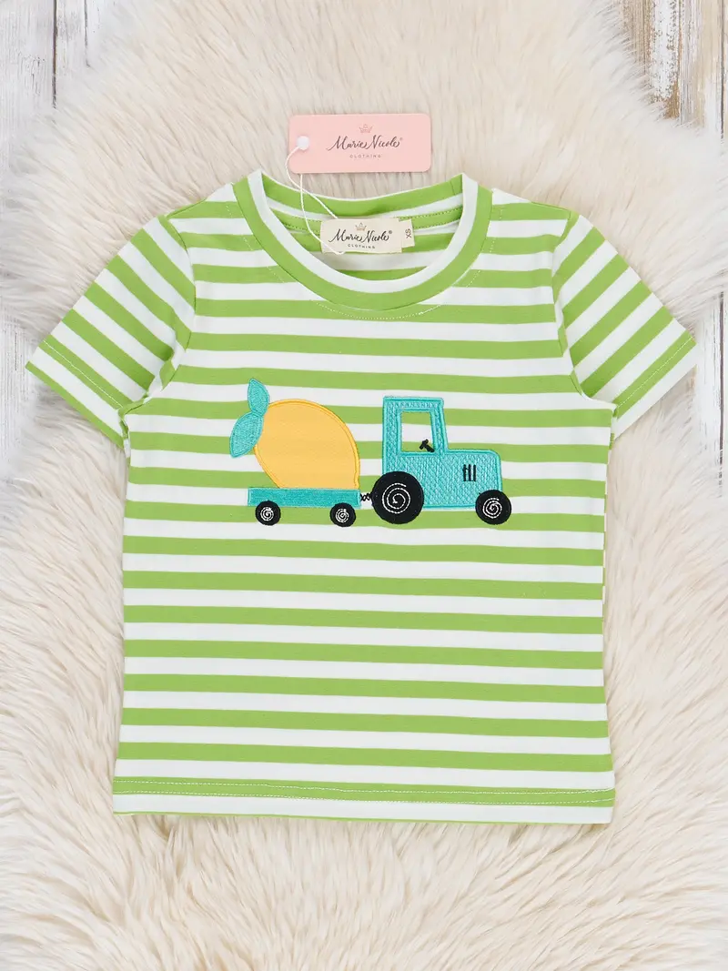 Lemon Truck Striped Short-Sleeve Shirt For Toddlers 1
