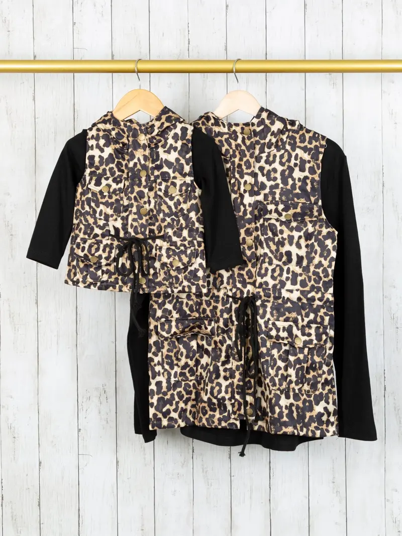 Leopard-Print Hooded Vest – Coordinating Mom And Toddler Style 1
