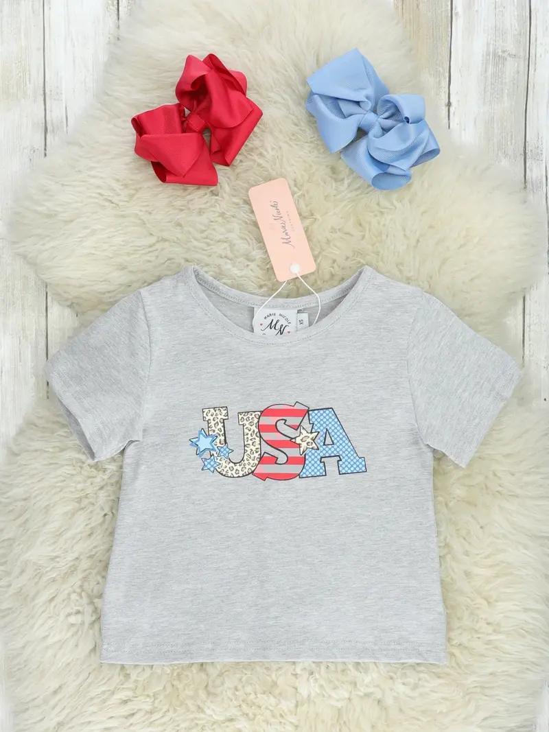 Leopard-Print Usa Graphic T-Shirt 1