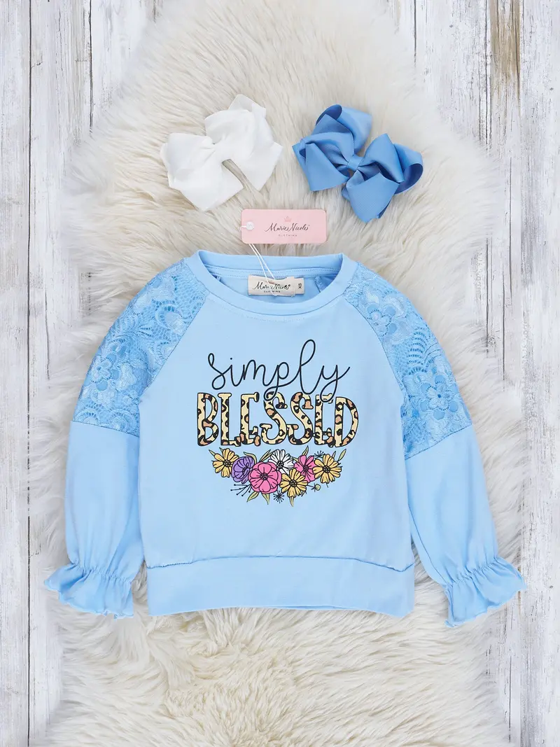 Light Blue Simply Blessed Ruffle Short-Sleeve Top 1