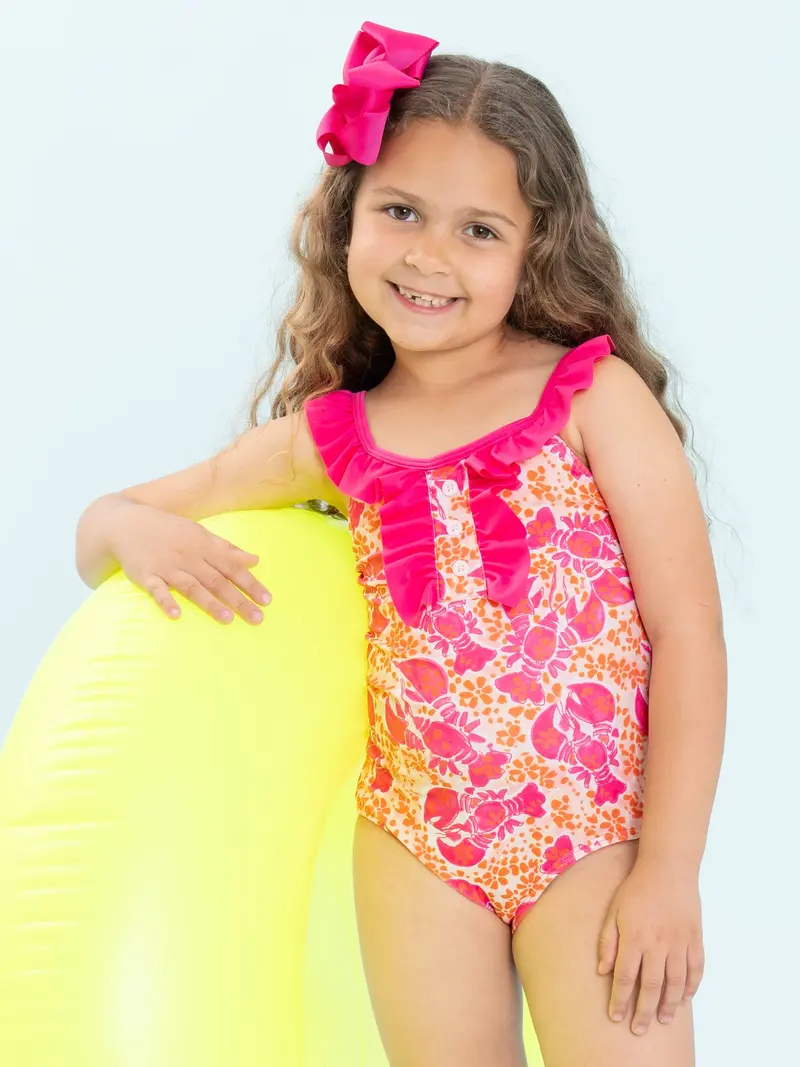 Little Lobster Print Ruffle Swimsuit 1