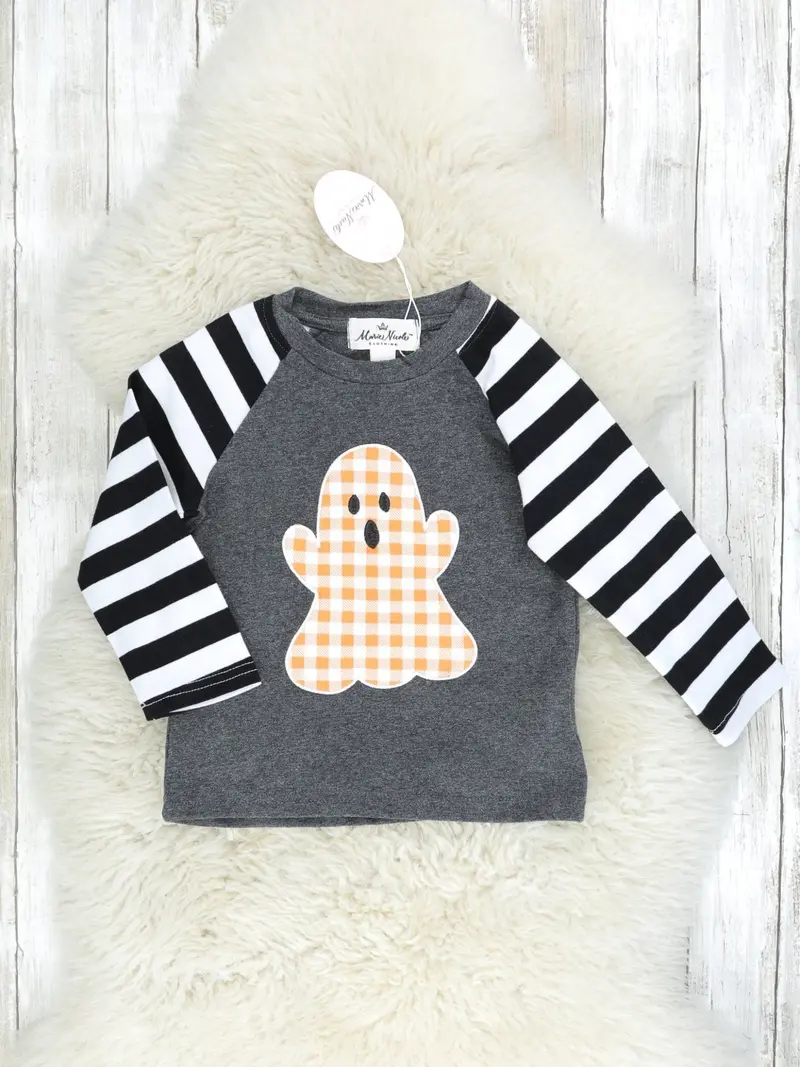 Long-Sleeve Charcoal Ghost Graphic Tee 1