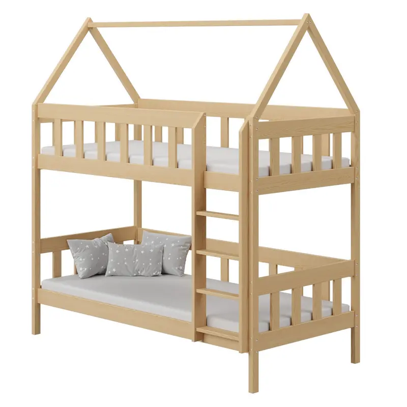 Meblewrobel Cottage House Bunk Bed – 190×90 Cm Wooden Twin Setup 2