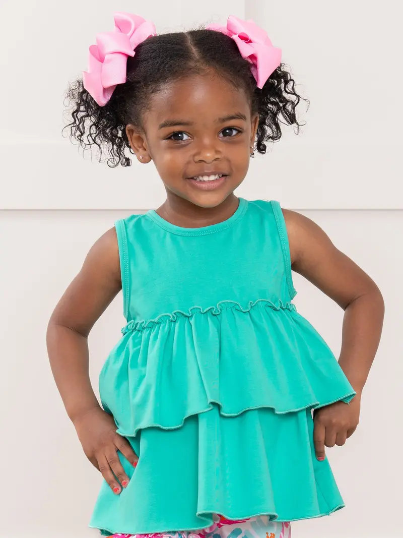 Mermaid Print Tiered Cotton Ruffle Tank – Whimsical Kids’ Top 1