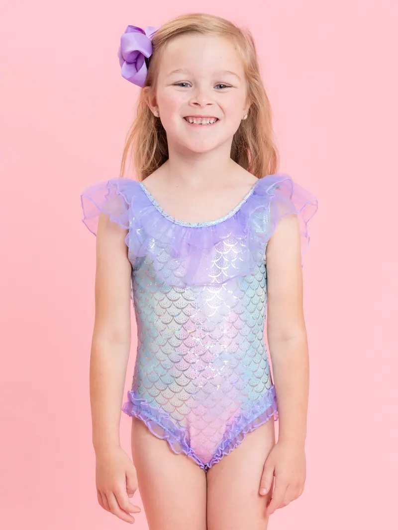Mermaid Scale Tulle Swimsuit For Girls 1