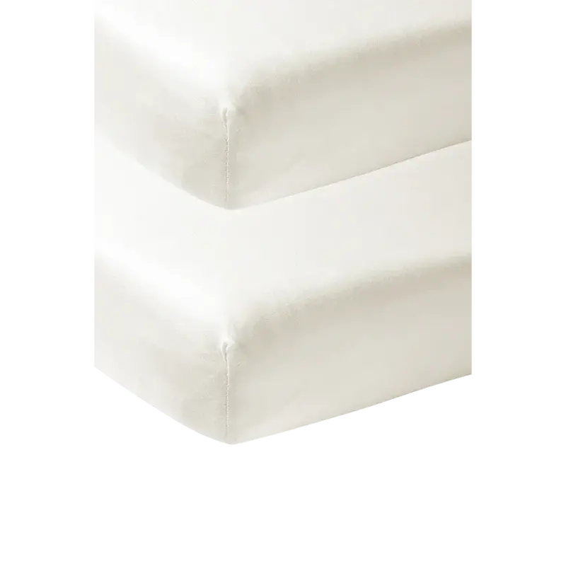 Meyco Off-White Jersey Fitted Sheet Set – 2-Pack For Small Cribs (50X90Cm) 1