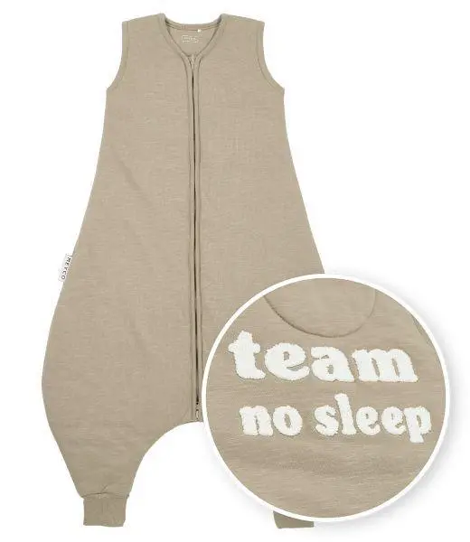 Meyco Winter Sleep Jumper In Taupe/Off-White Slub Fabric – Thermal Overall (104 Cm) 1