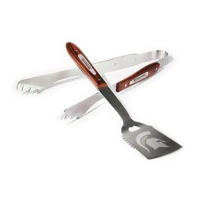Michigan State Spartans Bbq Tool Set – 2-Piece Wooden Handle Grill Kit 1